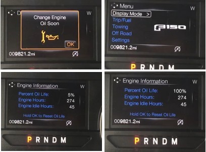 2018 Ford F150 Series Change Engine Oil Soon indicator Light Reset